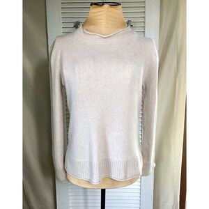 Rachel Zoe 100% Cashmere Beige Crew Neck Pullover Sweater Women's M Quiet Luxury